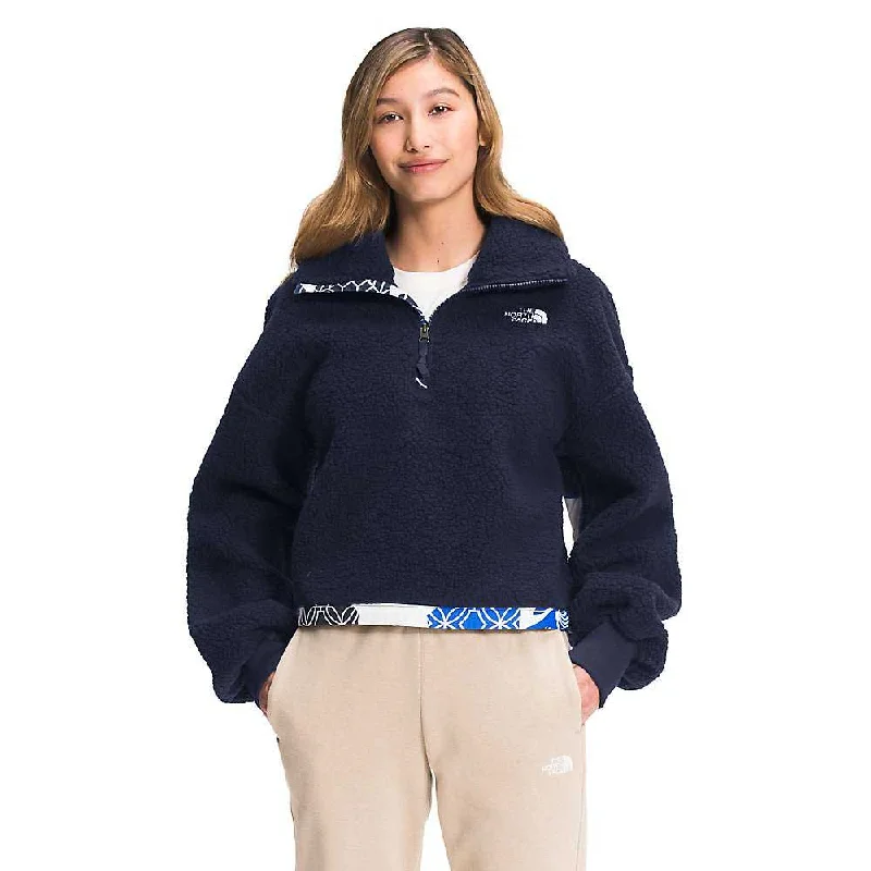 women's ribbed tops -The North Face Womens Printed Platte Sherpa 1/4 Zip Top