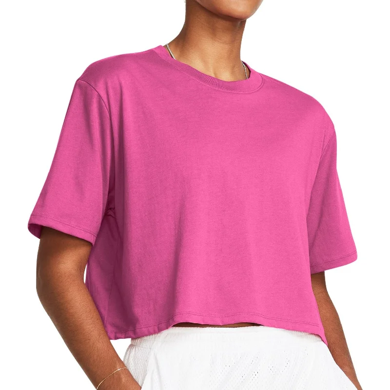 crop tops for women -Under Armour Campus Boxy Crop Short Sleeve Womens Training Top - Pink