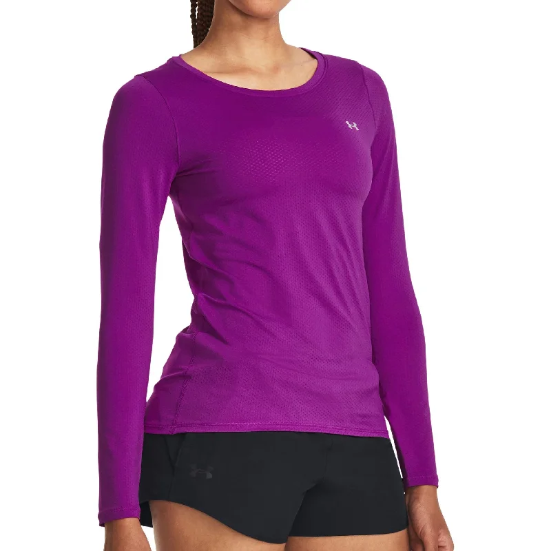 wool tops for women -Under Armour HeatGear Long Sleeve Womens Training Top - Purple