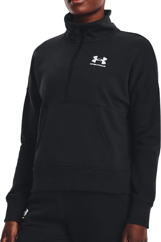 women's long sleeve blouse -Under Armour Rival Half Zip Womens Fleece Top - Black