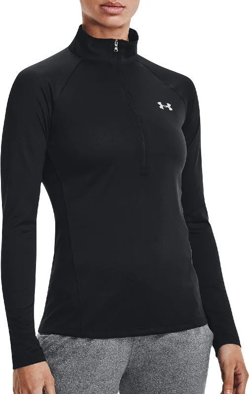 sleeveless tops for women -Under Armour Tech Half Zip Long Sleeve Womens Training Top - Black