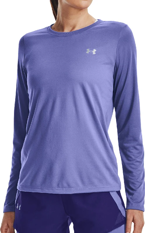 trendy women's shirts -Under Armour Tech Long Sleeve Womens Training Top - Blue