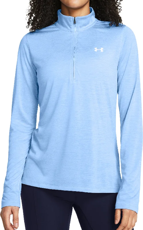 high-neck tops for women -Under Armour Tech Twist Half Zip Long Sleeve Womens Training Top - Blue