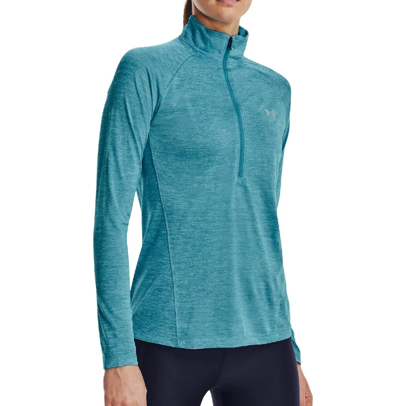 bell sleeve tops for women -Under Armour Tech Twist Half Zip Long Sleeve Womens Training Top - Blue