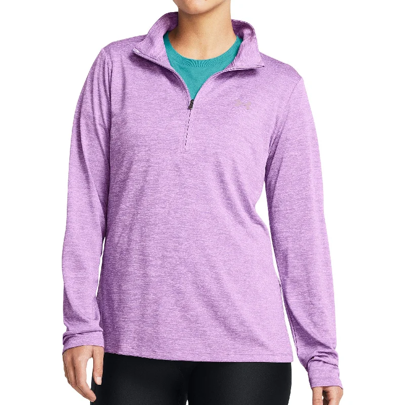 women's knitted sweaters -Under Armour Tech Twist Half Zip Long Sleeve Womens Training Top - Purple