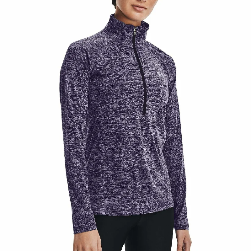 fashionable work tops for women -Under Armour Tech Twist Half Zip Long Sleeve Womens Training Top - Purple