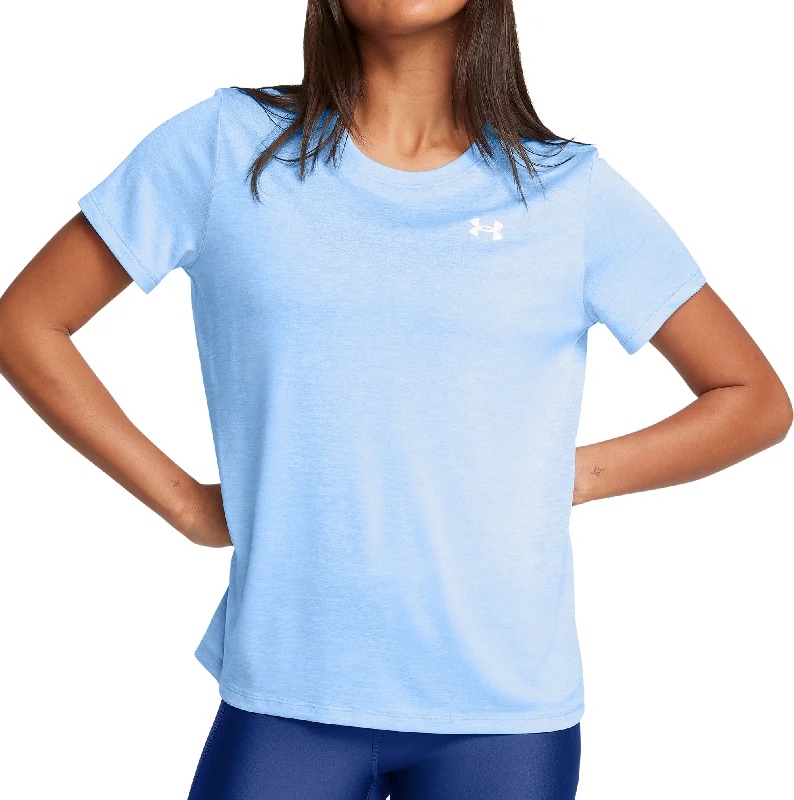 casual blouses with sleeves -Under Armour Tech Twist Short Sleeve Womens Training Top - Blue