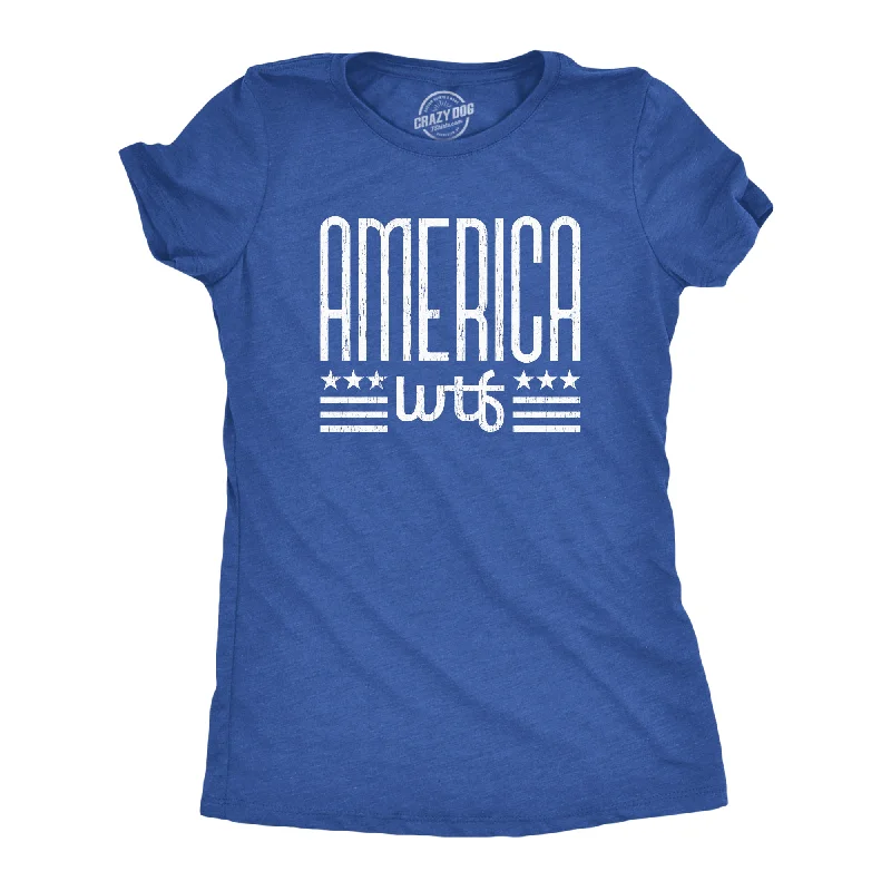 everyday tops for women -Womens America WTF Tshirt Funny 4th Of July Independence Day What The Fuck Graphic Tee