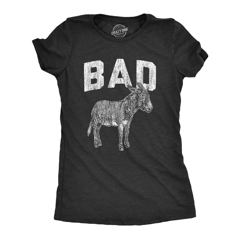 fashionable work tops for women -Womens Bad Ass Tshirt Funny Donkey Jackass Sarcastic Graphic Novelty Tee