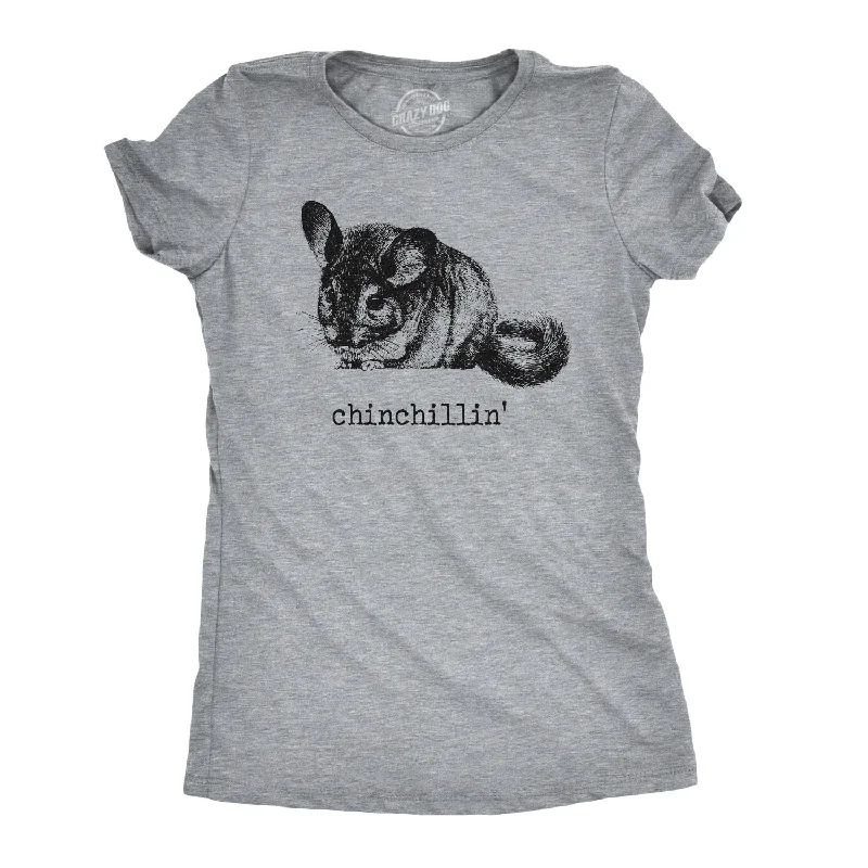 casual oversized tops for women -Womens Chinchillin T shirt Funny Chinchilla Animal Lover Graphic Vintage Cool