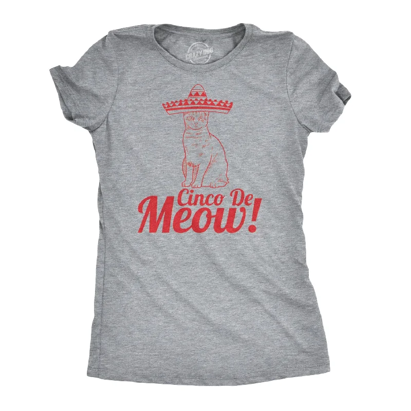 unique tops for women -Womens Cinco De Meow Tshirt Funny Cat May 5 Mexico Sombrero Tequila Tee