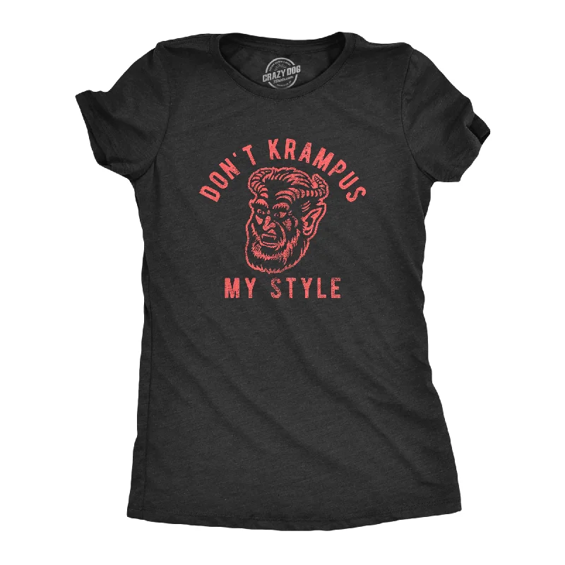 soft fabric tops for women -Womens Don't Krampus My Style Tshirt Funny Christmas Party Graphic Novelty Tee