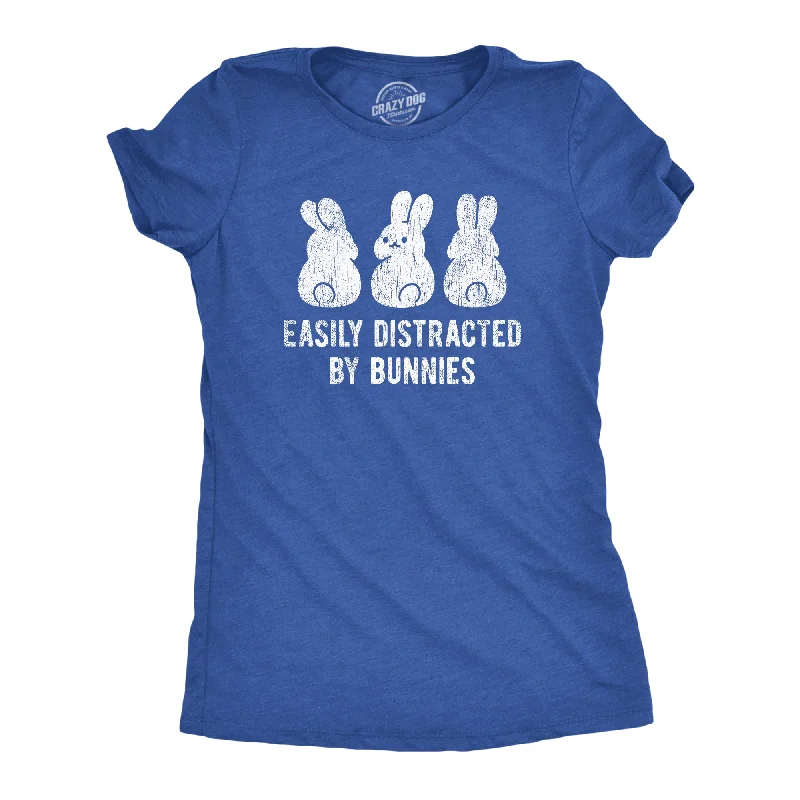 crop tops for women -Womens Easily Distracted By Bunnies T shirt Funny Rabbit Party Gift for Basket