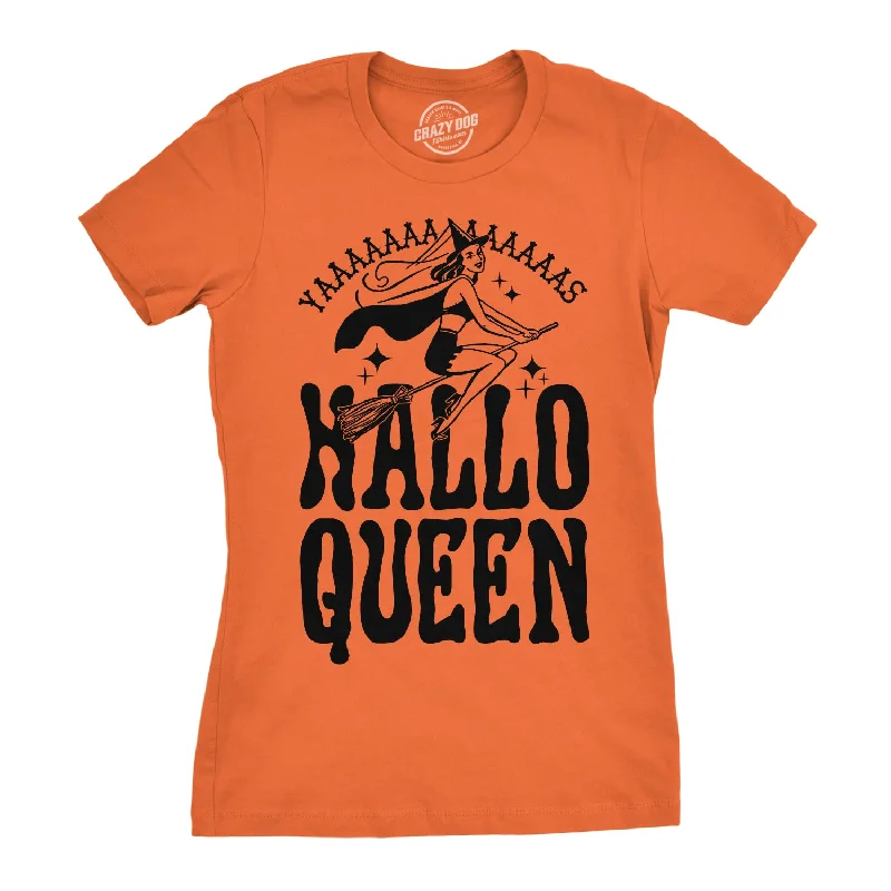 tie-front tops for women -Womens HalloQueen Shirt Funny Halloween Queen Tee for Ladies Cute Costume T shirt