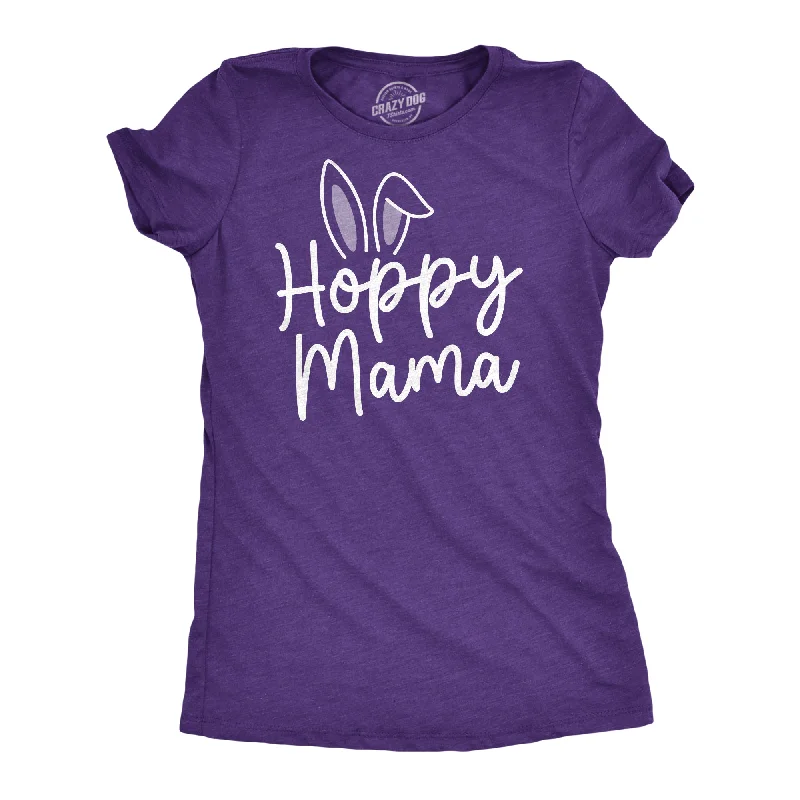 fitted blouses for women -Womens Hoppy Momma Tshirt Cute Easter Sunday Cute Bunny Ears Tee For Mom