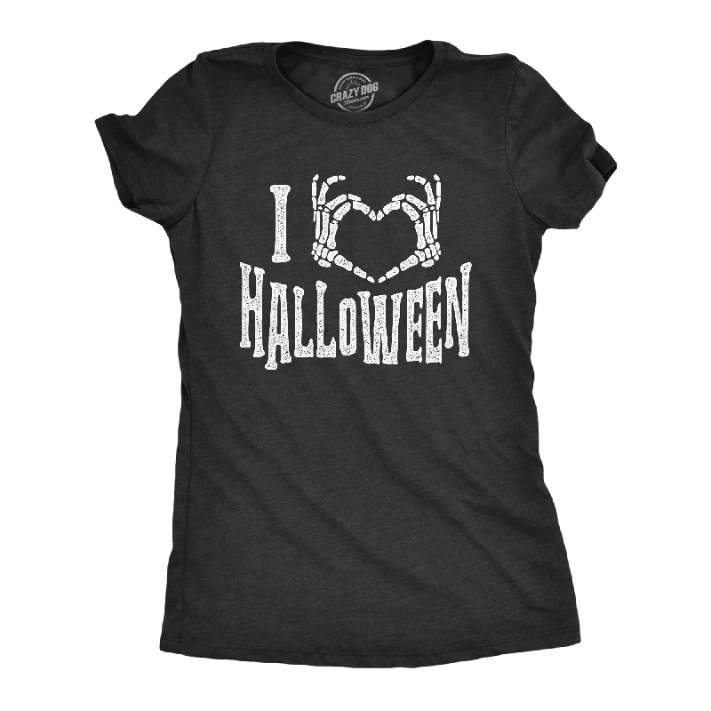 ribbed tank tops for women -Womens I Heart Halloween Tshirt Funny Love Skeleton Heart Hands Graphic Tee