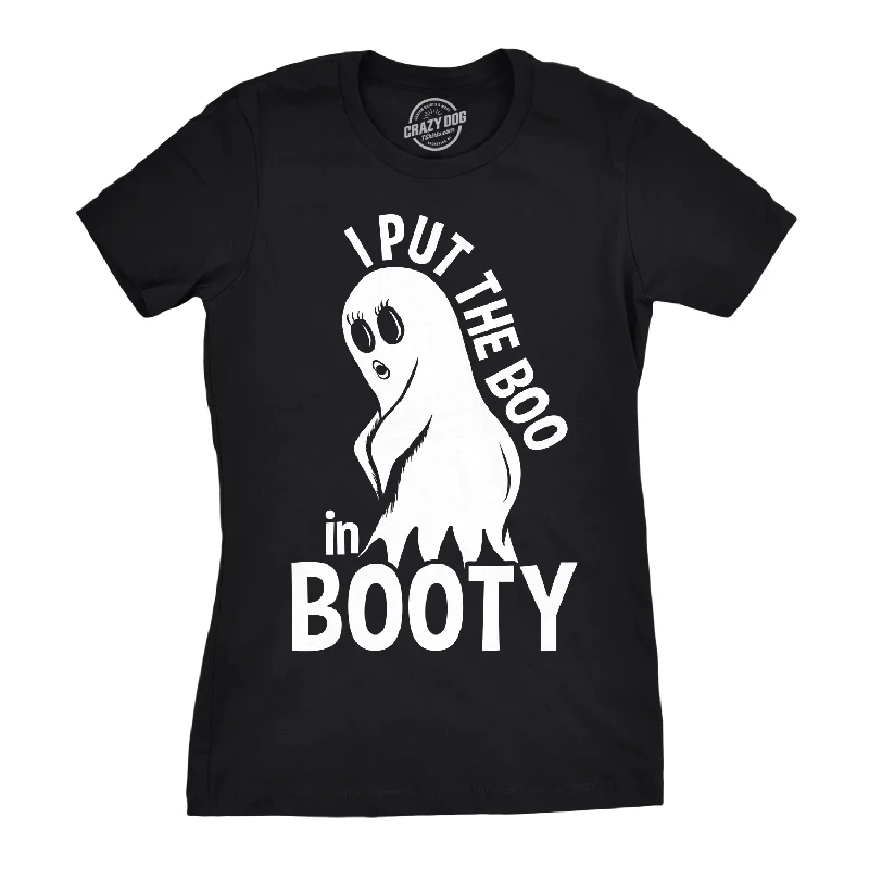 casual oversized tops for women -Womens I Put The Boo In Booty Tshirt Funny Halloween Ghost Tee For Ladies