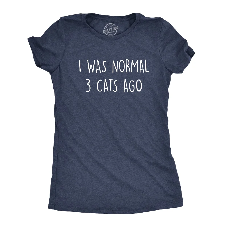 eco-friendly tops for women -Womens I Was Normal 3 Cats Ago Tshirt Funny Crazy Kitty Lover Tee