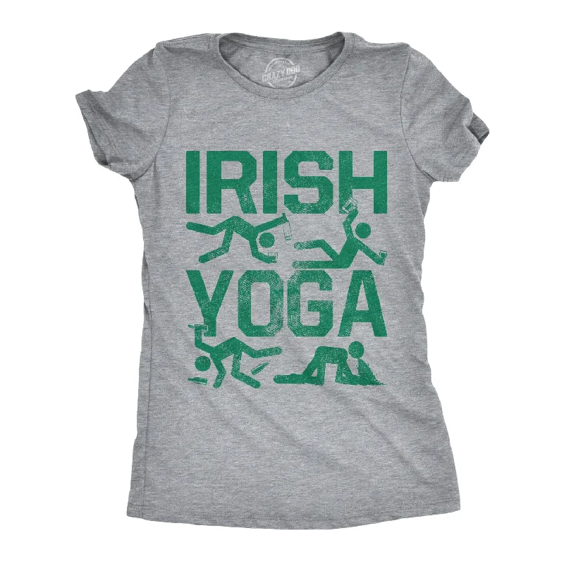 draped tops for women -Womens Irish Yoga T Shirt Funny Saint Patricks Day Drinking Tee St Patty Graphic