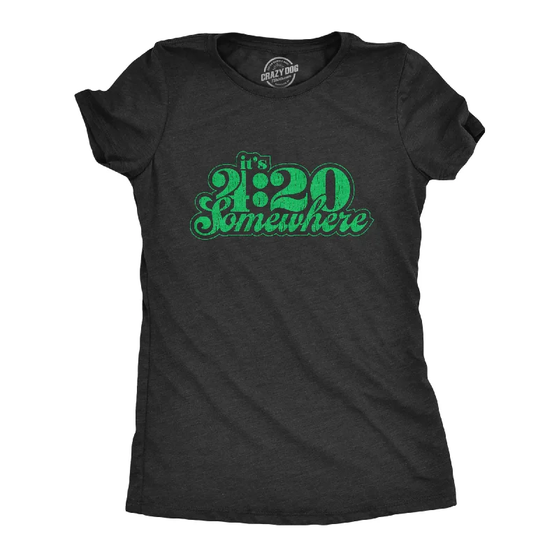 women's henley shirts -Womens It's 4:20 Somewhere Tshirt Funny Marijuana Weed Smoking Novelty Tee