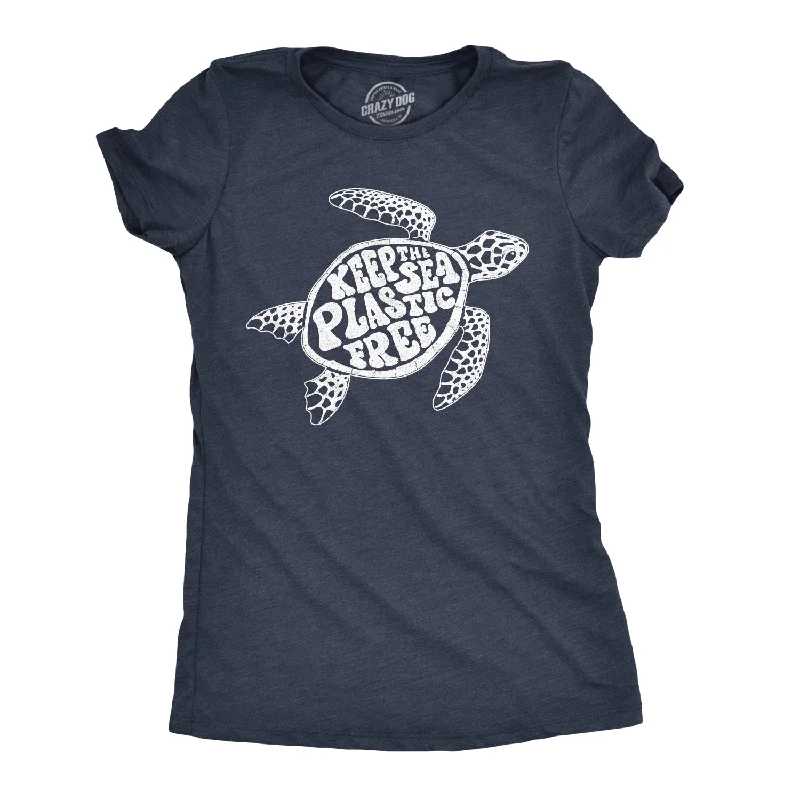 peplum tops for women -Womens Keep The Sea Plastic Free Tshirt Cute Sea Turtle Earth Day  Tee