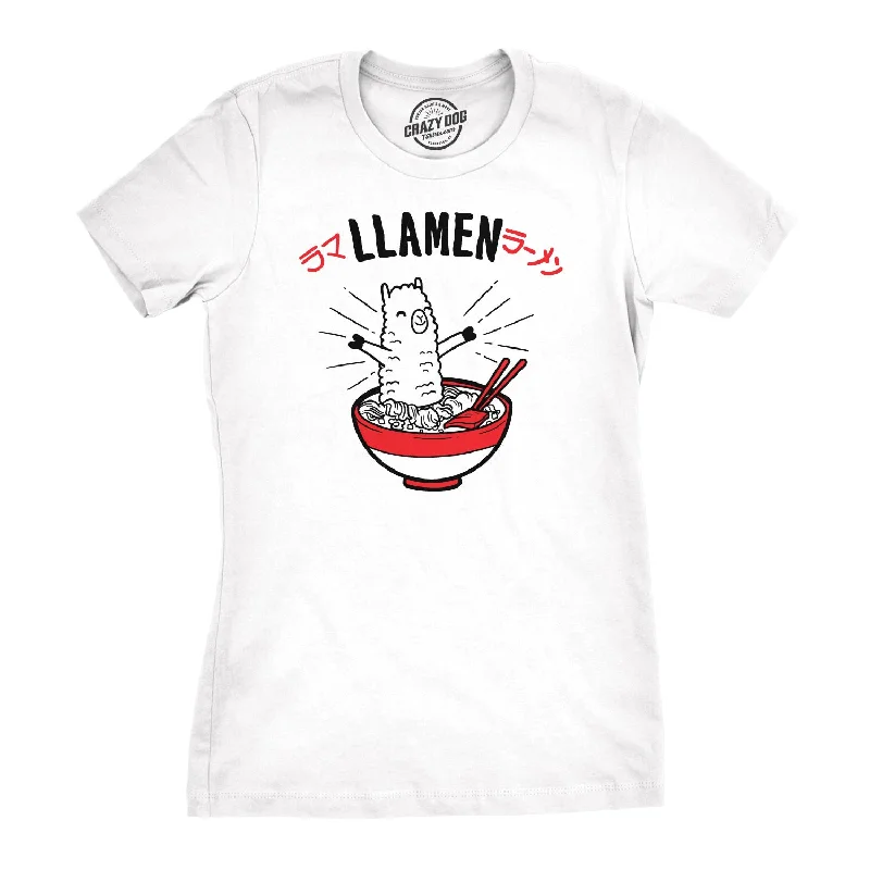 lightweight women's tops -Womens Llamen Funny Ramen T-shirt For Foodie Girls