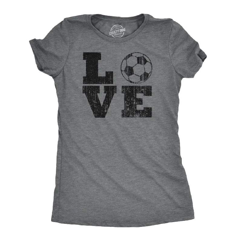 eco-friendly tops for women -Womens Love Soccer T shirt Cute Gift for Mom Funny Vintage Graphic Cool Ladies