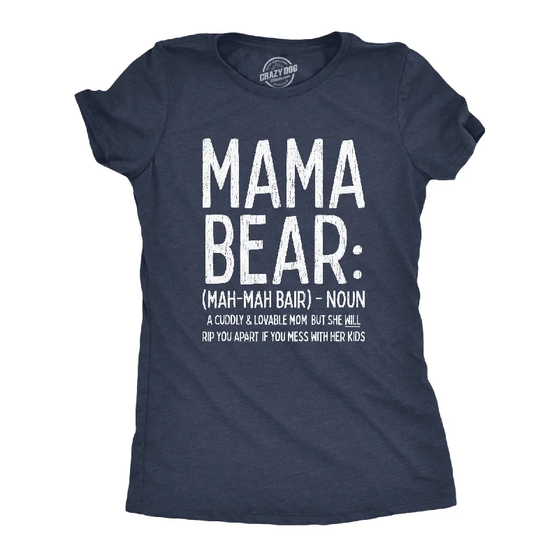 wool tops for women -Womens Mama Bear Definition Tshirt Funny Mothers Day Gift Best Mom Novelty Tee