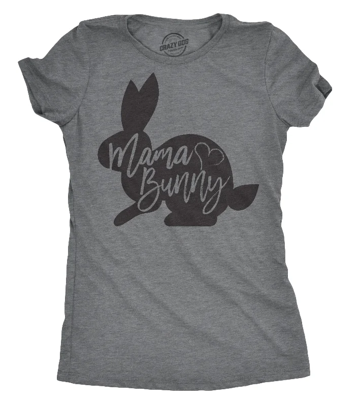 casual women's tops -Womens Mama Bunny T Shirt Cute Adorable Easter Gift Faith Tee For Ladies