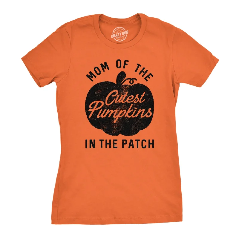 plaid button-down shirts for women -Womens Mom Of The Cutest Pumpkins In The Patch Tshirt Funny Halloween Tee