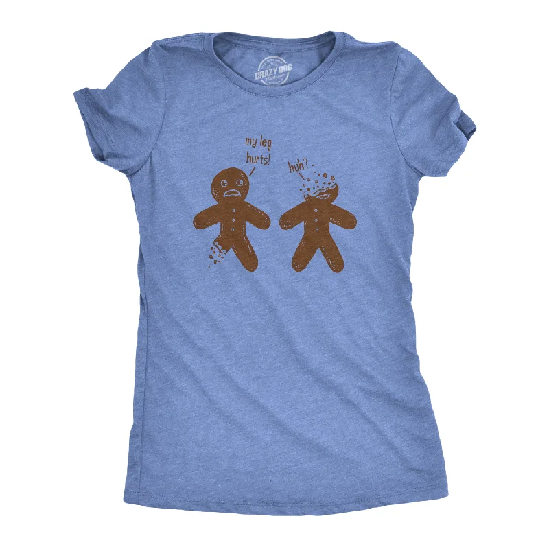 women's chiffon tunics -Womens My Leg Hurts Huh Funny Gingerbread Holiday Christmas T shirt