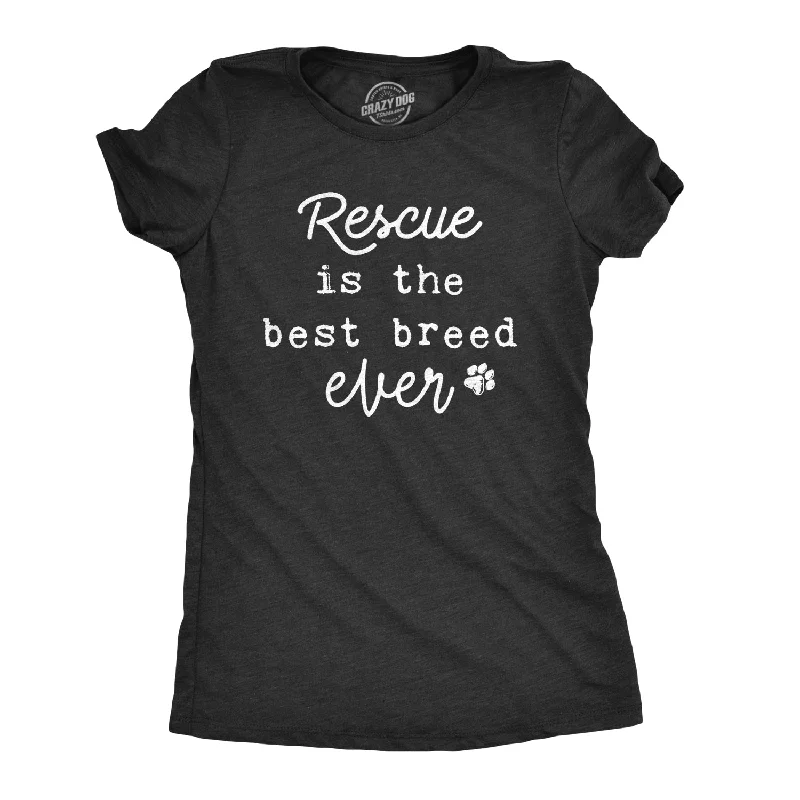 oversized tunic tops for women -Womens Rescue Is The Best Breed Ever Tshirt Cute Pet Puppy Tee