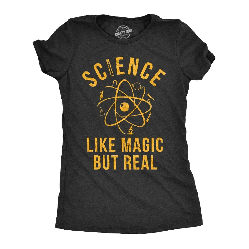 puff sleeve blouses for women -Womens Science Like Magic But Real Tshirt Funny Nerdy Teacher Tee