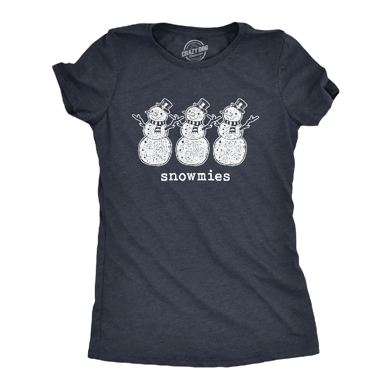 lightweight summer tops for women -Womens Snowmies Tshirt Funny Snowmen Homies Friends Winter Season Graphic Tee