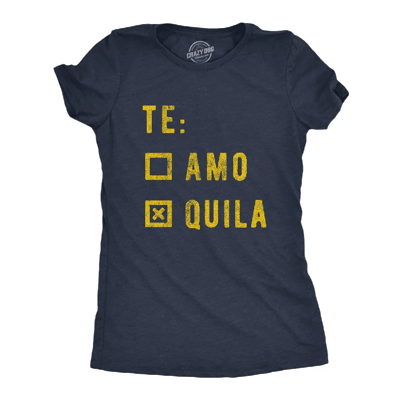 embroidered tops for women -Womens Te amo Tequila Tshirt Funny Taco Tuesday Margarita Graphic Tee