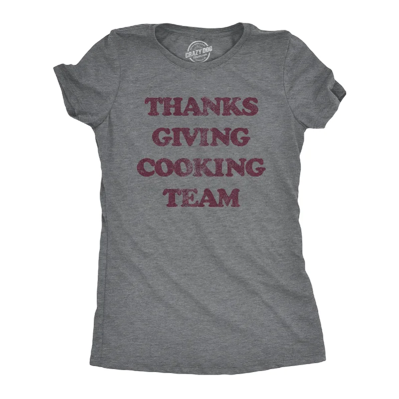 women's v-neck shirts -Womens Thanksgiving Cooking Team Tshirt Funny Turkey Day Dinner Chef Graphic Tee