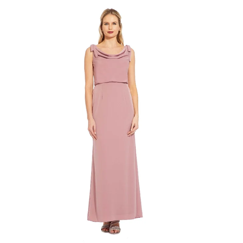 zip-up dresses for women -Adrianna Papell Womens Solid Blouson Gown Dress