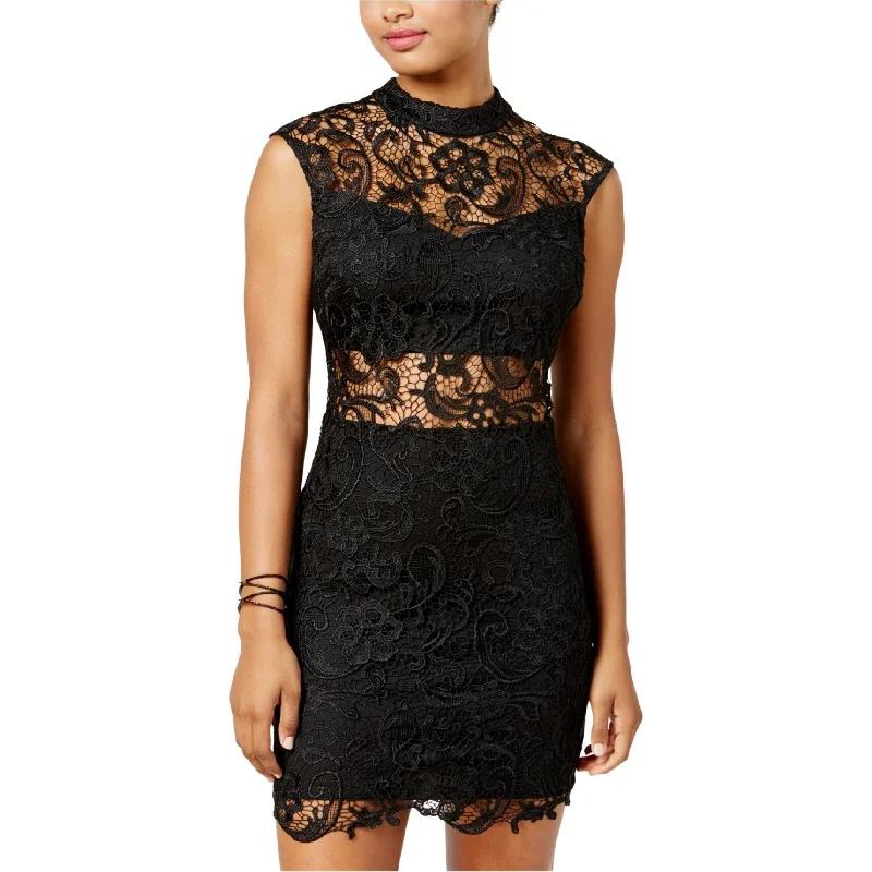 fitted mini dresses for women -Bee Darlin Womens Lace A-line Dress, Black, 0