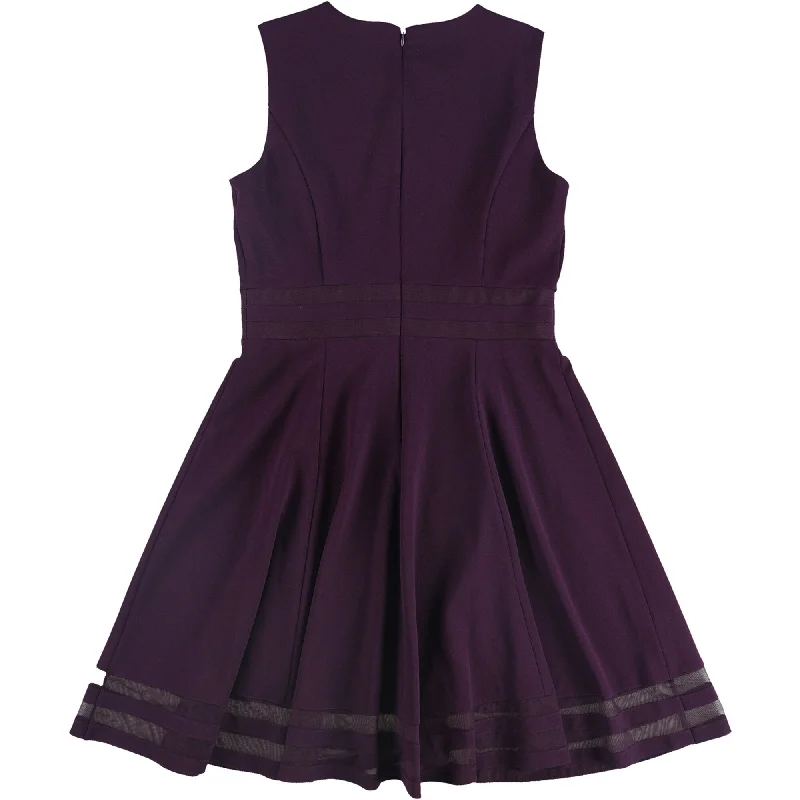 A-line dresses for women -Calvin Klein Womens Illusion Trim Fit & Flare Dress, Purple, 10