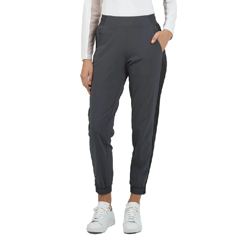 women’s cropped pants -IBKUL Solid Joggers - Charcoal