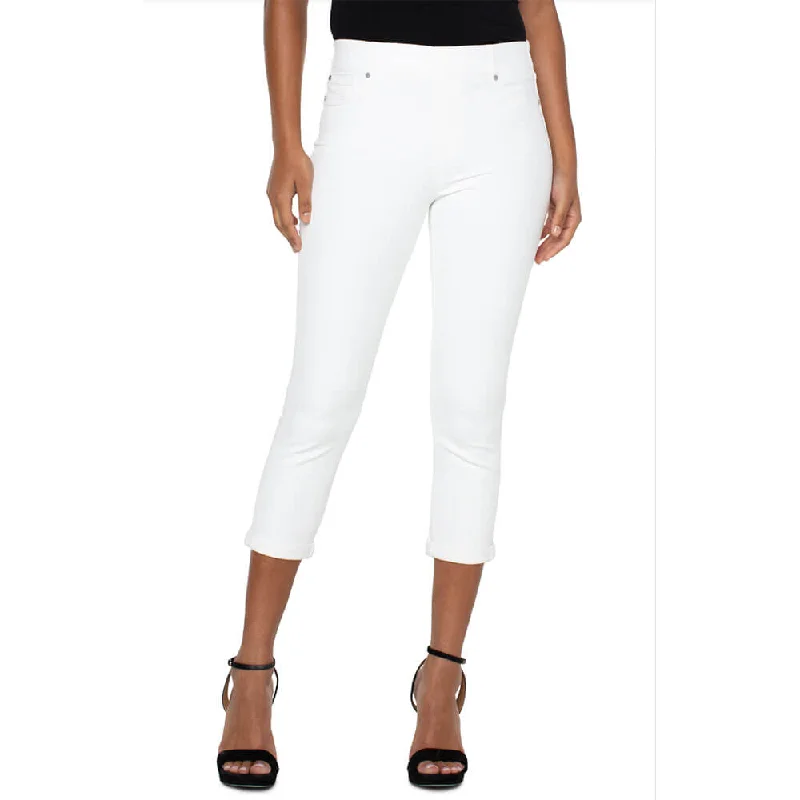 chic high-waist trousers for women -Liverpool 25-Inch/23-Inch Chloe Crop Skinny With Rolled Cuff - Bright White