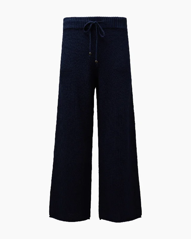 slim-fit pants for women -Cotton Waffle Sweater Pull On Pant | Deep Navy