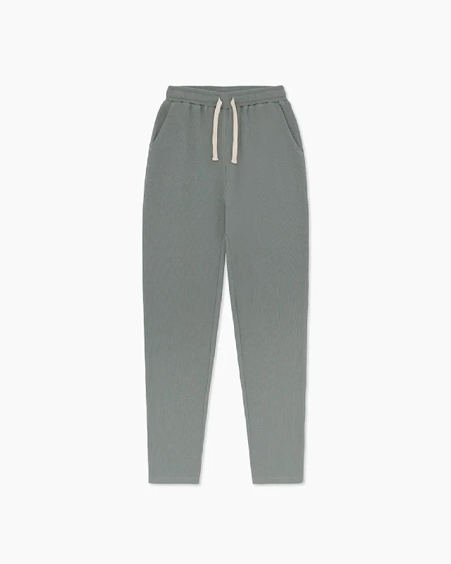 wide-leg denim pants for women -Cropped Waffle Flare Pant | Sage