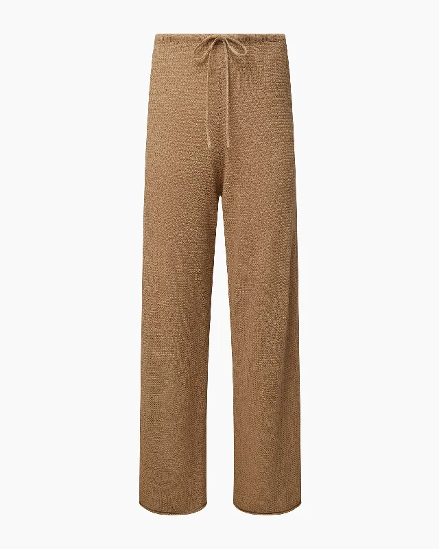 women's straight-leg trousers -Linen Knit Drawstring Pant | Jute