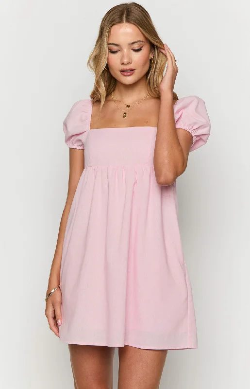 draped chiffon dresses for women -Radient Pink Mini Dress