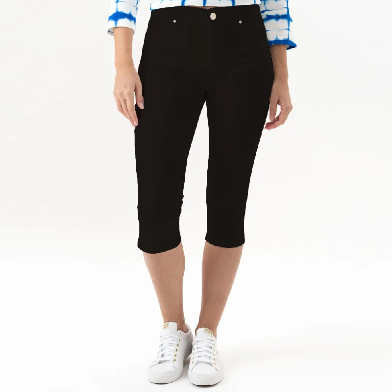 relaxed-fit pants for women -Renuar Lux Tencel Crop Pants - Black FINAL SALE