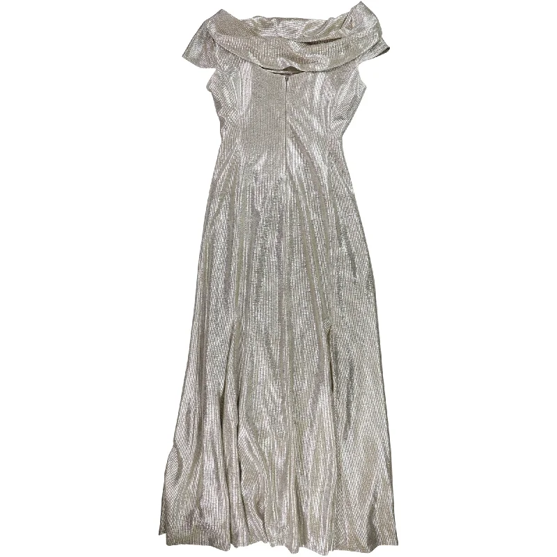 plus size dresses for women -Tahari Womens 2-Tone Gown Dress, Metallic, 16