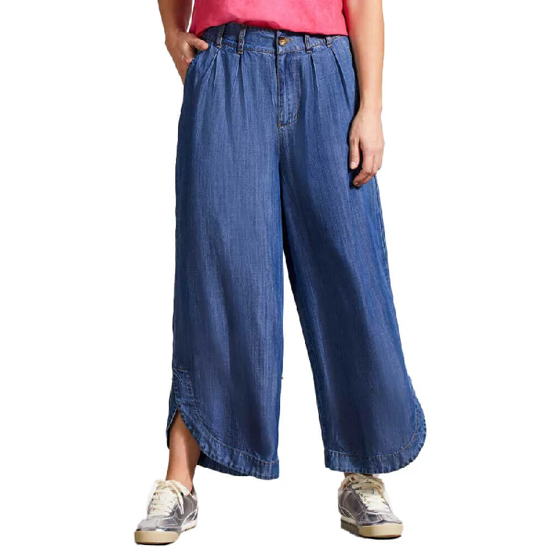 women's high-waisted leggings -Tribal 24-Inch Flowy Pleated Pant With Tulip Hem & Pockets - Dark Chambray