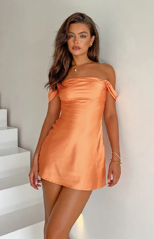 off-the-shoulder maxi dresses for women -Zoella Orange Off The Shoulder Mini Dress